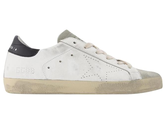 Golden Goose Deluxe Brand Super Star Sneakers in White and Black Leather Multiple colors  ref.589224